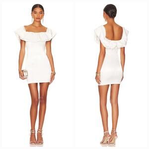 MORE TO COME Caira Ruffle Dress in White Small